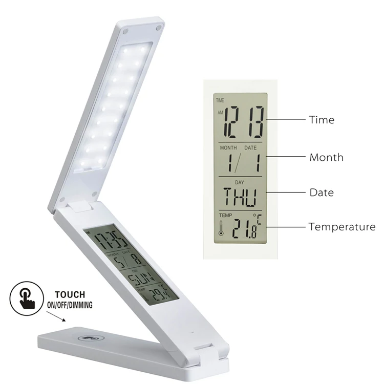 Hot Sales Portable foldable table lamp battery operated usb charging led table lamp with calendar display