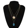 Relief portrait long ring item decoration female Simple geometric picture oil shell multi-layer necklace