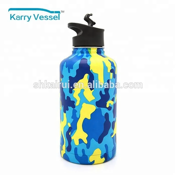 18/8 Stainless Steel Powder Coated Wide Mouth Vacuum Insulated Water Bottle With Extra Lid