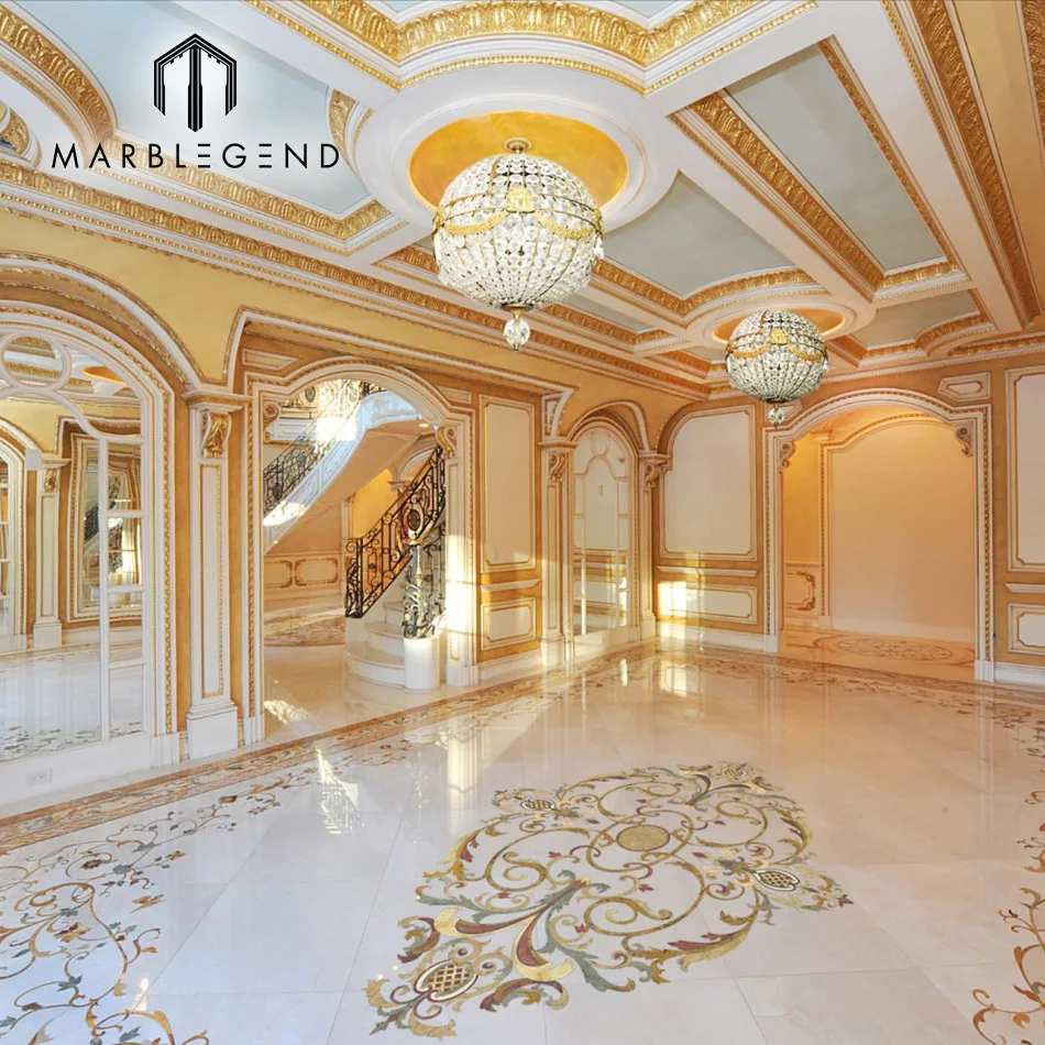 لوبي مخصص ديكور الإمارات العربية المتحدة أنيق تصميم أرضية نمط waterjet