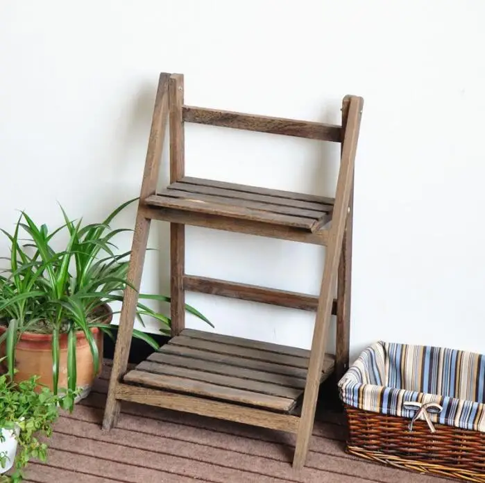 Wholesale Multi Functional Two Layer Wooden Flower Display Pot Rack ...