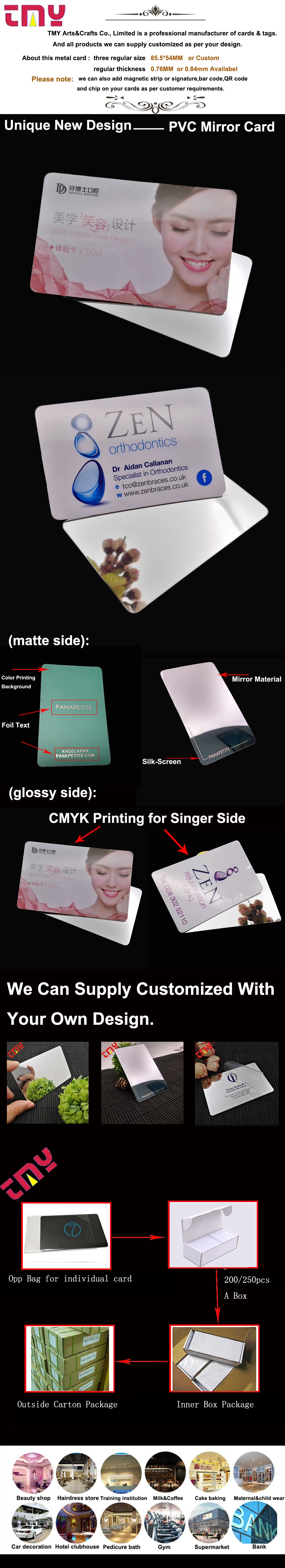 Custom Pvc Mirror Finish Business Mirror Card,Gold Foil Printing Plastic Business Card Credit Card Size Mirror Card