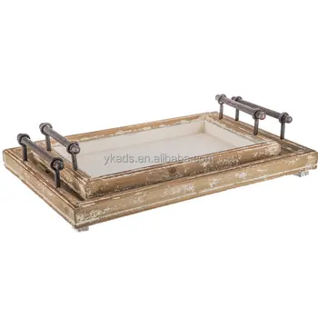 small wooden tray with handles