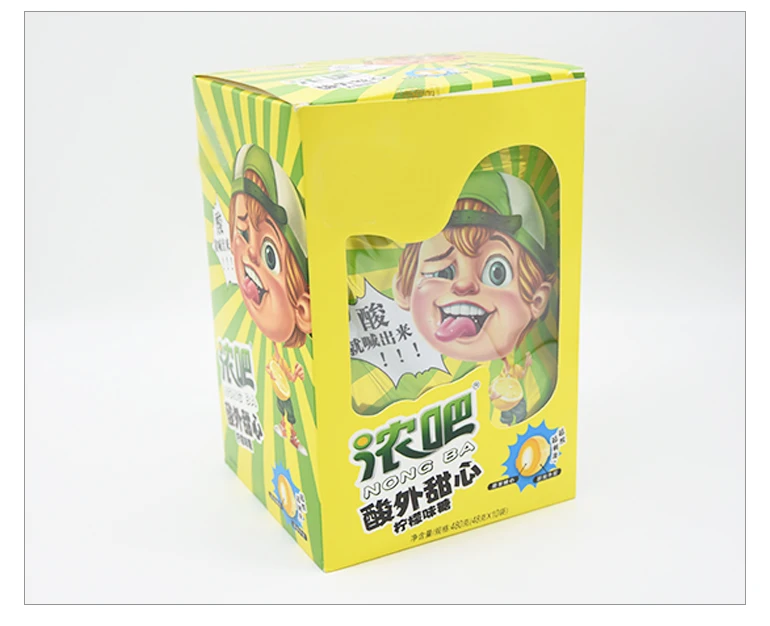 Halal Candy Sweets Super Sour Center Filled Hard Candy Lemon Flavor