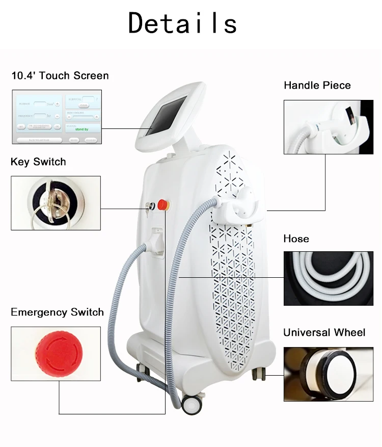 755nm 600w Alexandrite Diode Laser Hair Removal Beauty Machine For