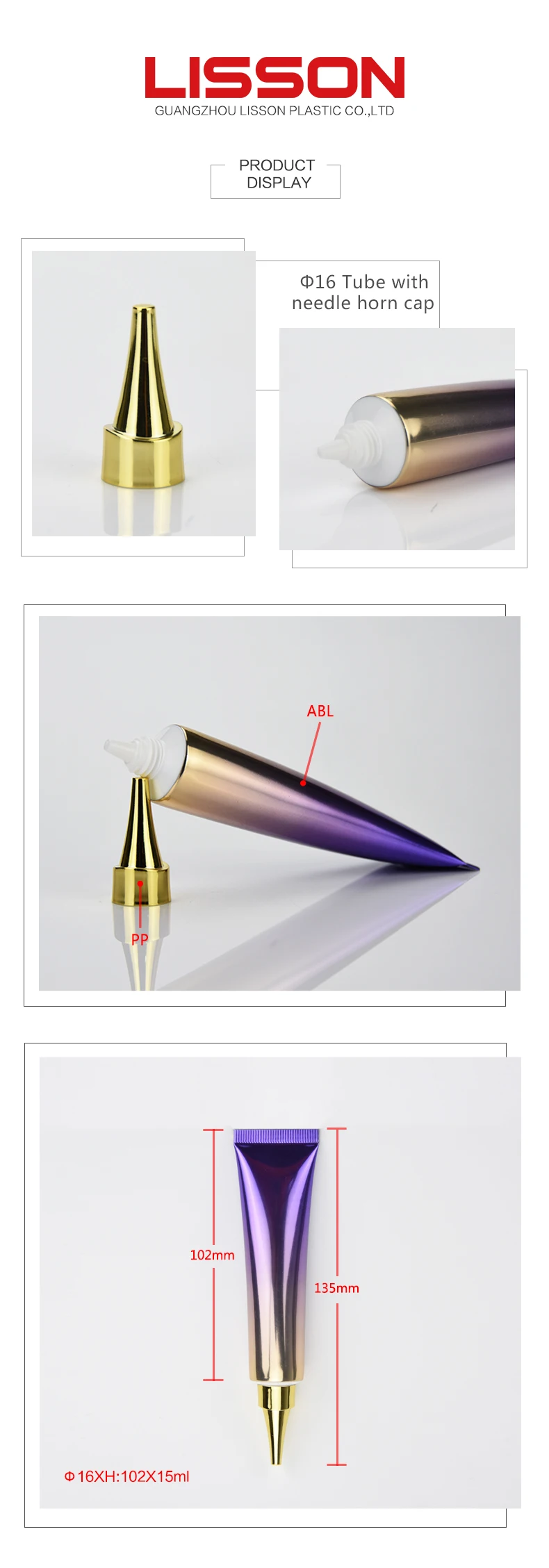 10 ml Long Nozzle Head Cosmetic Plastic Tube Packaging With Screw Cap