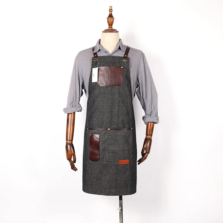 Vintage Denim Leather Barista Apron,Denim Apron Wholesale Buy Denim Apron,Barista Apron,Denim