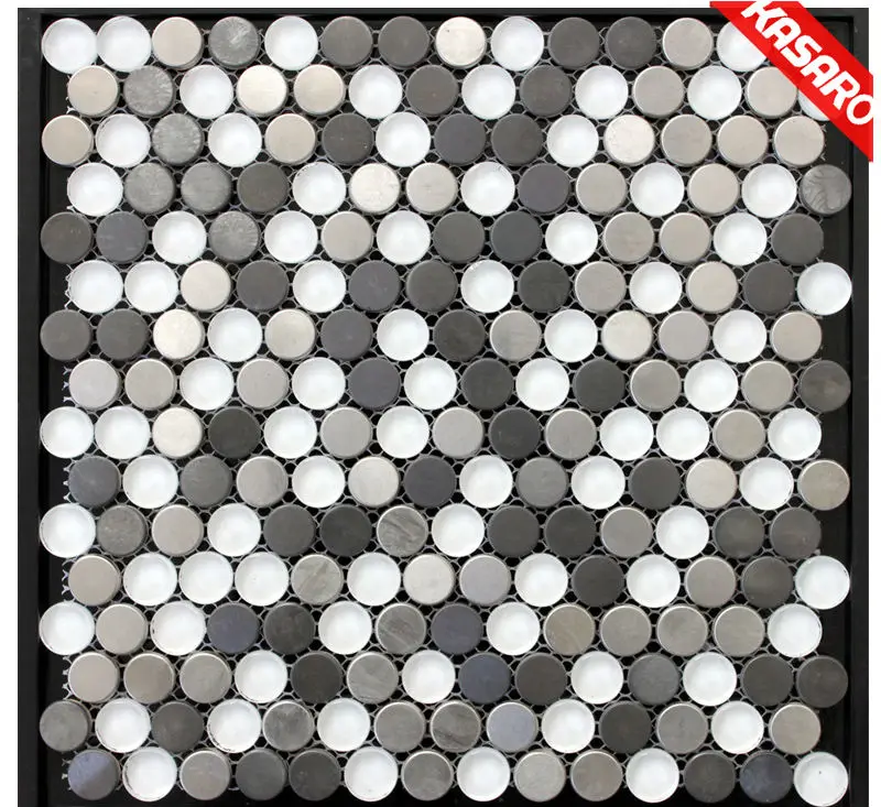 Glass Mix Metal Circle Mosaic Tile, Wall Tile Mosaic Round