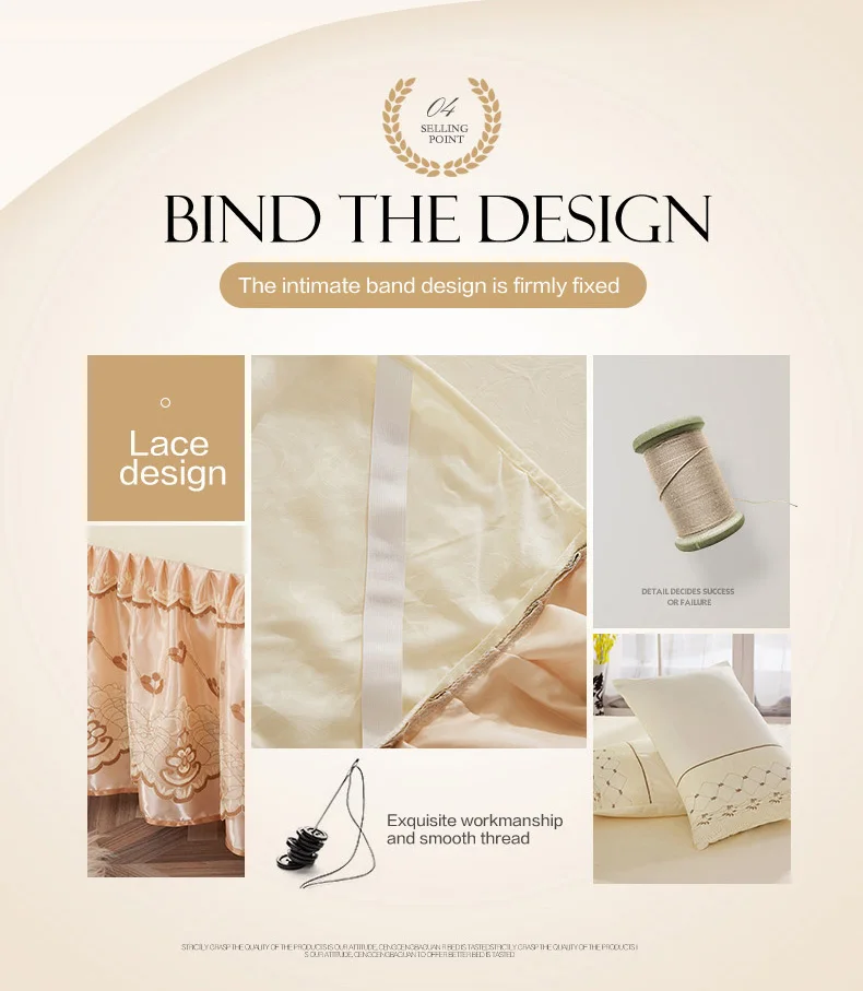 Hot sale European Korean princess solid color polyester light luxury cheap bedding set three poeces bed skirt lace edge