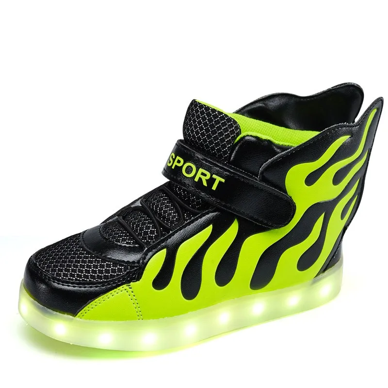 Ek7017 Cheap Price Blinking Fire Light Up Kids Long Fashion Shoes For ...