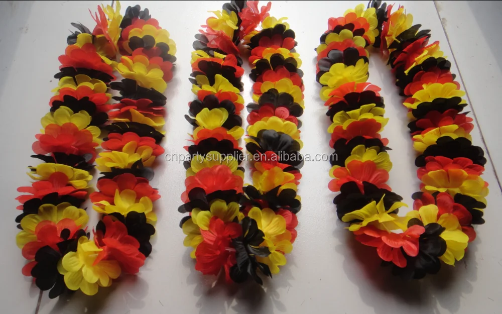 Hawaiian Silk Flower Lei Luau Party Hula Wedding Graduation Plastic