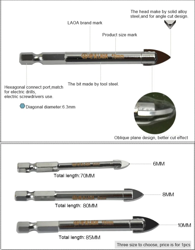 Industrial Ceramic Tile Drill Bits For Glass Ceramic Tile Granite 3 Pcs   HTB1dNeBNXXXXXXJXFXX760XFXXXz 