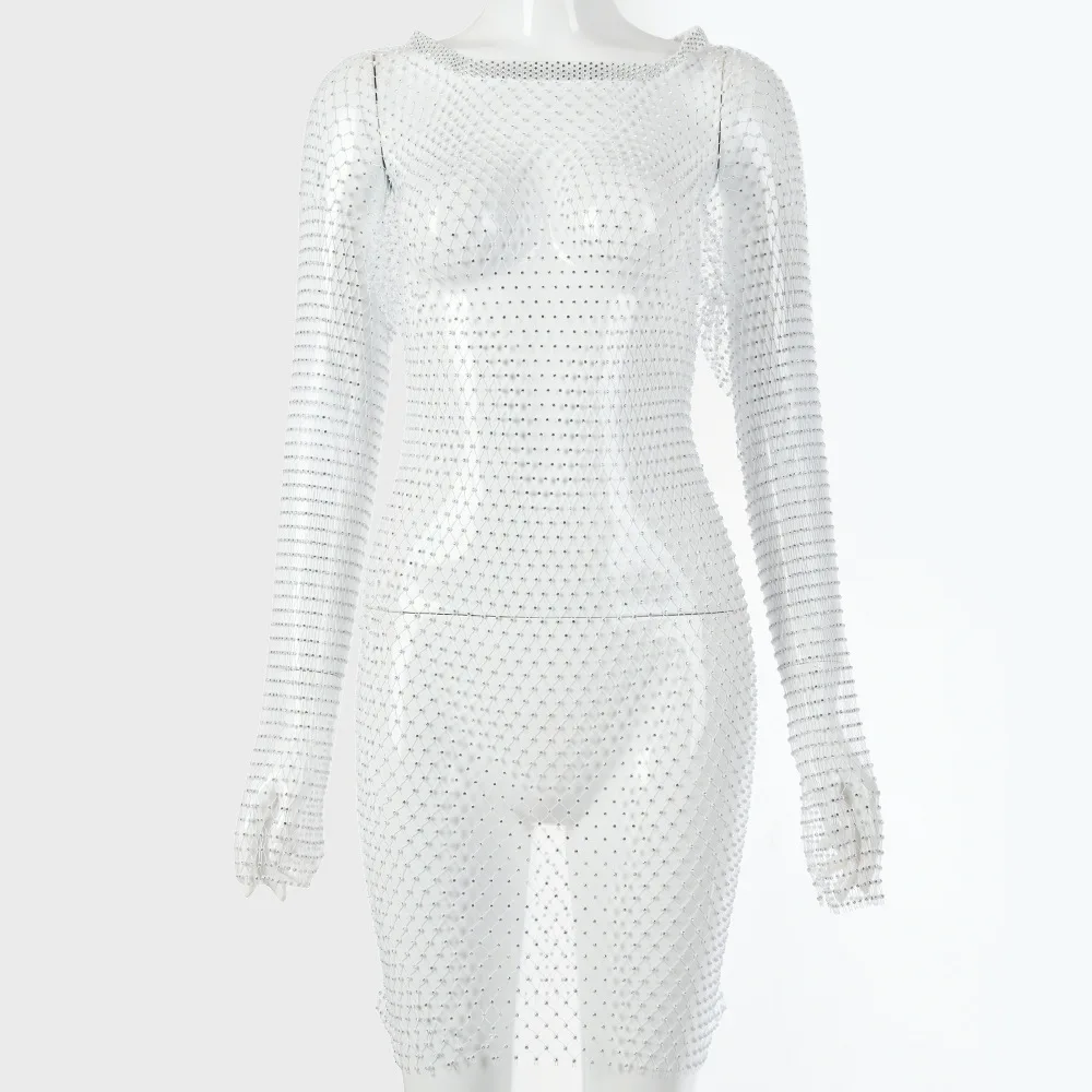 rhinestone mesh gown