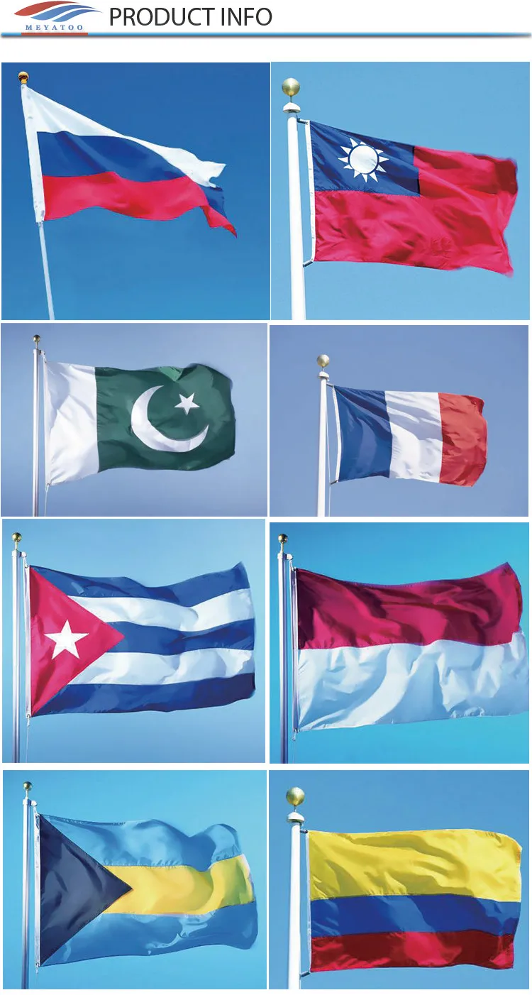 Made In China Custom World All Country Flags Blue Yellow Red Country