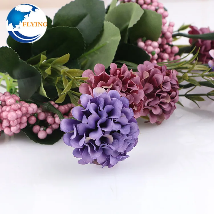 Factory Direct Sale Small Silk Artificial Flower Hydrangea Head