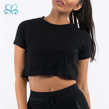 black crop workout top