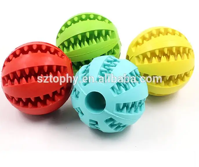 Pet Dog Treat Slow Feed Ball Interactive Rubber Toy For Small And