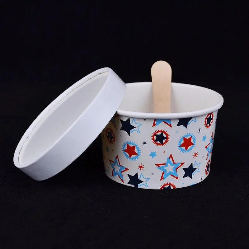 12 Oz Ice  Cream  Paper Cup  With Clear Lid Five Pointed Star 