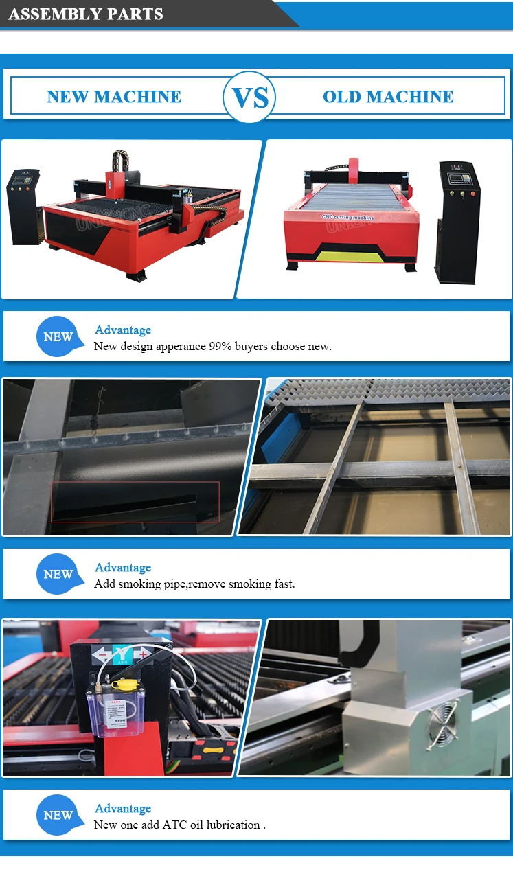 High performance torch height controller water bed 100 amp plasma power source cnc plasma cutting machine