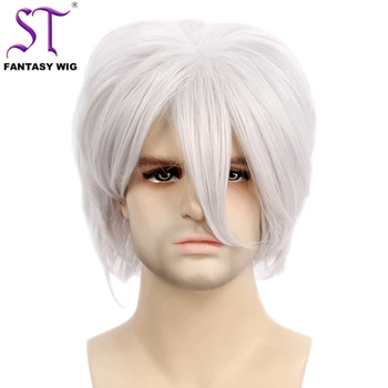 Gintama Cosplay Wig Short Straight Silver Gray Hair Wigs For Men