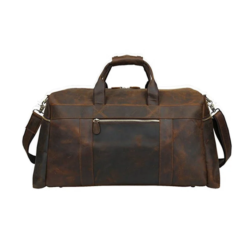 High Quality Thick Cowhide Leather Weekender Travel Duffel Luggage Bag