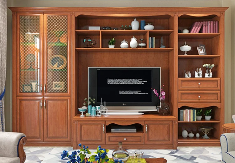 New Modern simple design living room TV stand Solid wood cabinet