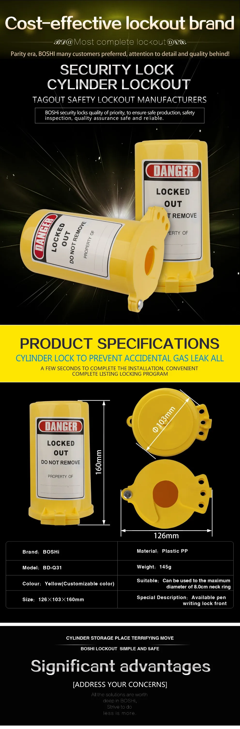 BOSHI Polypropylene Cylinder Tank Lockout BD-Q31