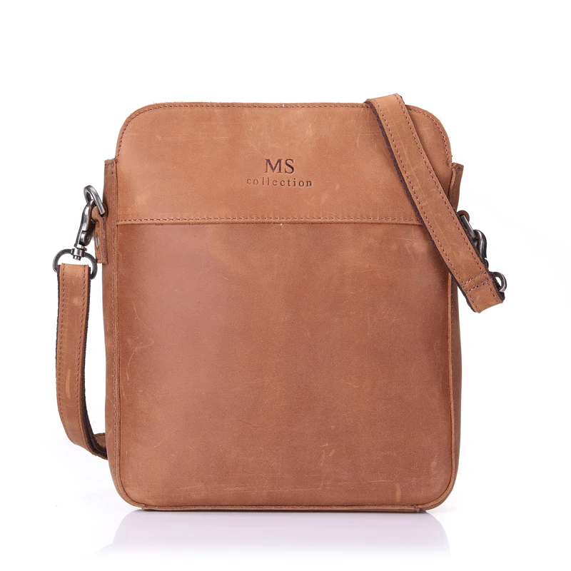Messenger Bag Men Genuine Leather Retro Crazy Horse Cowhide Satchel Crossbody Shoulder Bags Leisure Small Brand Male Bolsas M805