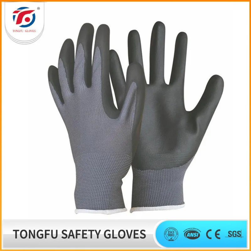 13 Gauge Polyester Liner Finish Nitrile Coated Work Gloves En388