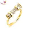 Hot sale fashion jewelry OEM/ODM gold ring with pave micro cz 18K gold prismatic copper ring