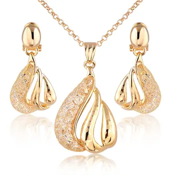 18k Gold Plated Mesh Crystal Fashion Jewelry Set For Girlfriend - Buy Fashion Jewellery,18k Gold ...