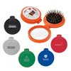 Travel convenient compact multi-function 3-in-1 swivel lid sewing kit build-in round mirror fold message hair beauty care comb