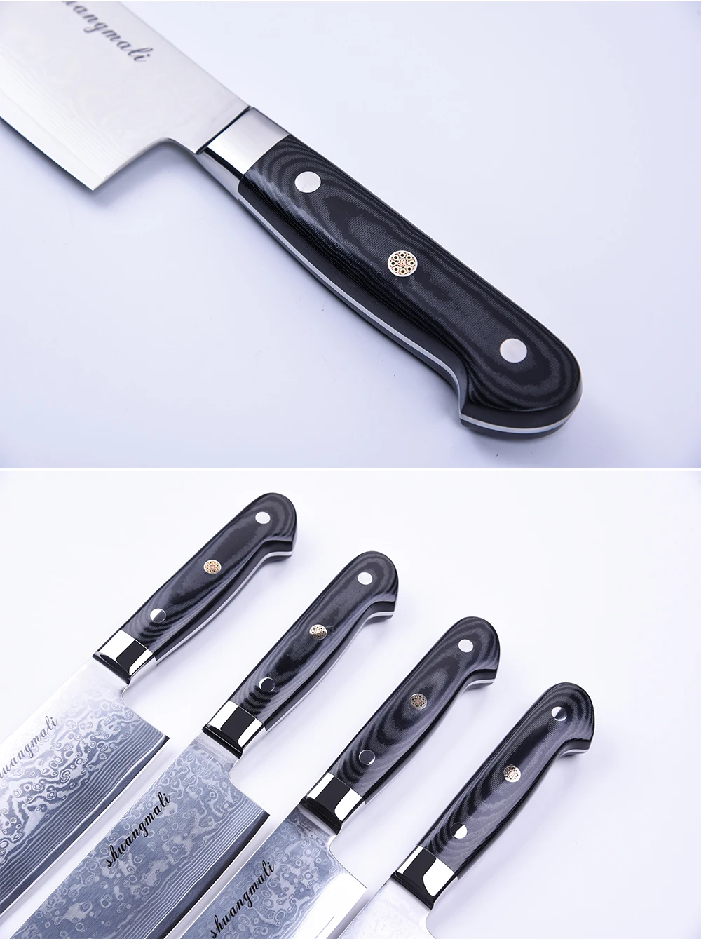 4pcs Professional Micarta Handle Japanese Damascus Steel Kitchen Gyuto