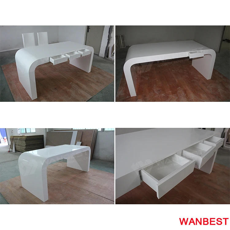 Modern Acrylic L Shaped Office Executive Ceo Writing Desk Home Computer Table