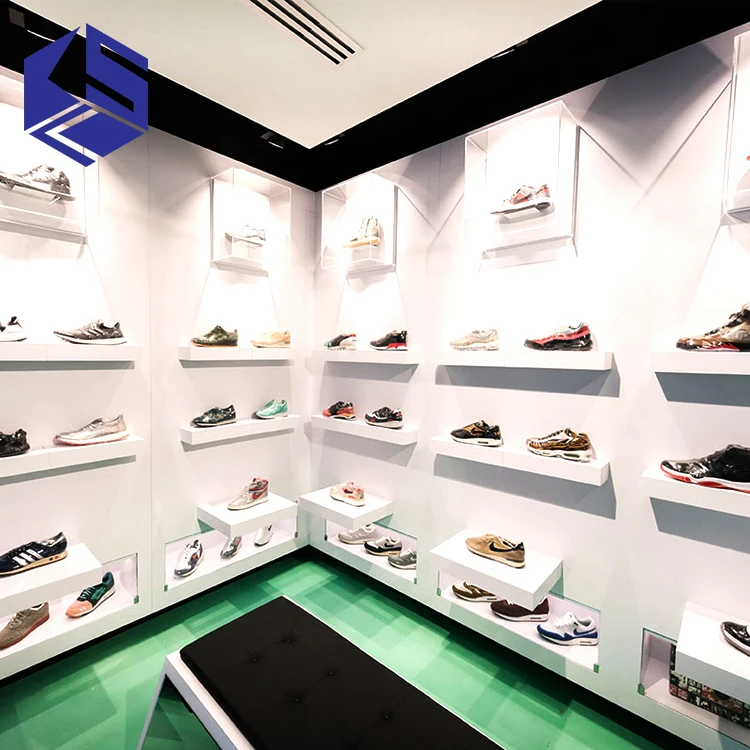 Fashion Shoe Shop Furniture Display Design Wooden Sports Shoes Display