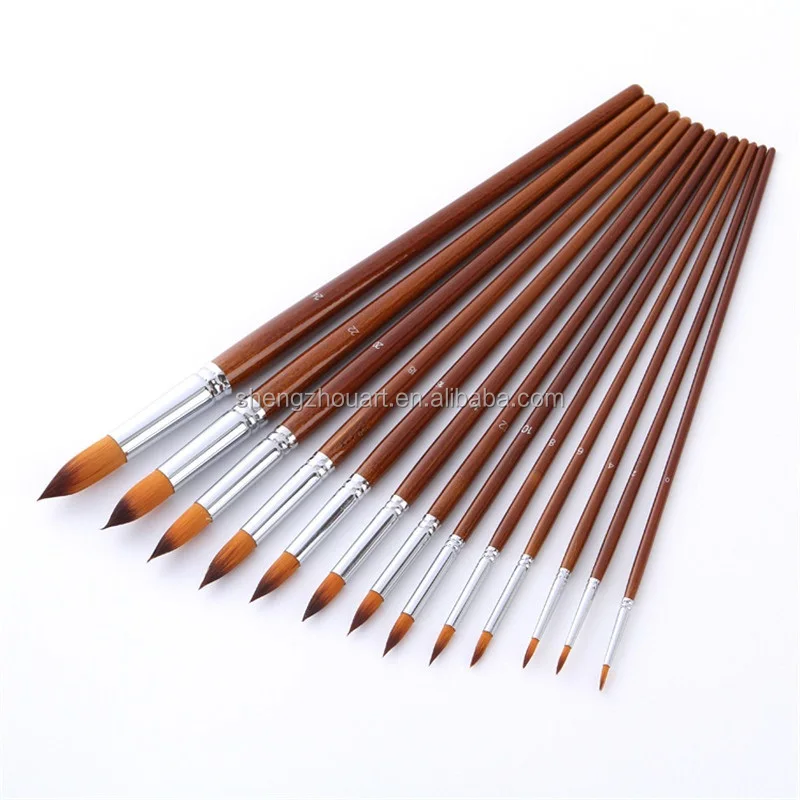 13pcs Filbert Artist Watercolor Painting Brushes Set Soft Antishedding