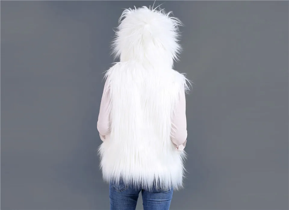 Winter White LED Lights Hooded Faux Fur Vest Coat Jacket Halloween Christmas Party vests