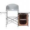 Multi function aluminum folding camping cupboard cabinet picnic table with cloth cabinet