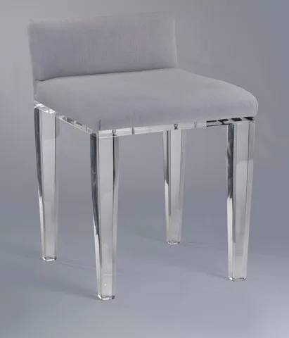 Square Clear Acrylic Vanity Stool W Back Or No Square Clear Acrylic Vanity Stool W Back Or No