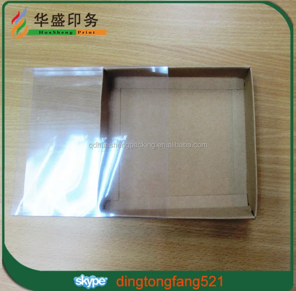 Custom Print Display Clear Bx Kraft Box Tray Clear Sleeve Cover Paper