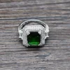 Retro-style Design 925 Sterling Silver Halo Double Frame Group Inlaid Emerald Zircon Wedding Ring Jewelry