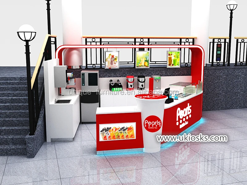Sleek Shopping Mall Bubble Tea Bar Counter Bubble Tea Shop Interior