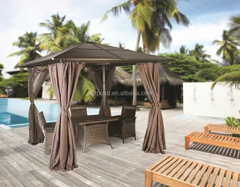 New 10 Ft X 12 Aluminum Polycarbonate Top Gazebo With Curtain New 10 Ft X 12 Aluminum Polycarbonate Top Gazebo With Curtain