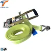 50mm Yellow strap BS 5000kgs extra long handle reversed buckle TUV/GS wire j hook each end cargo lashing strap belt