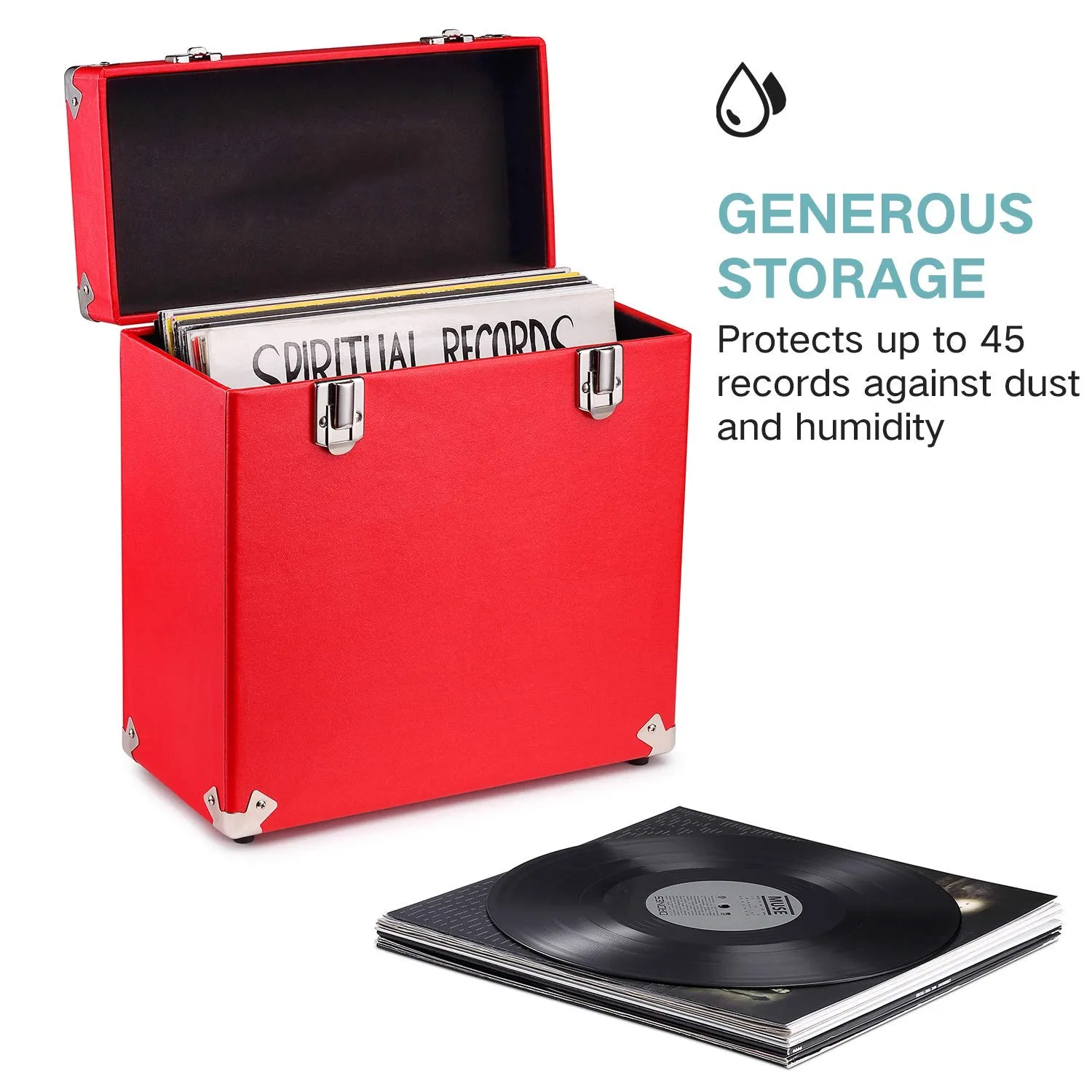 Victrola Vintage Retro Vinyl Leather Record Storage Carrying Case For