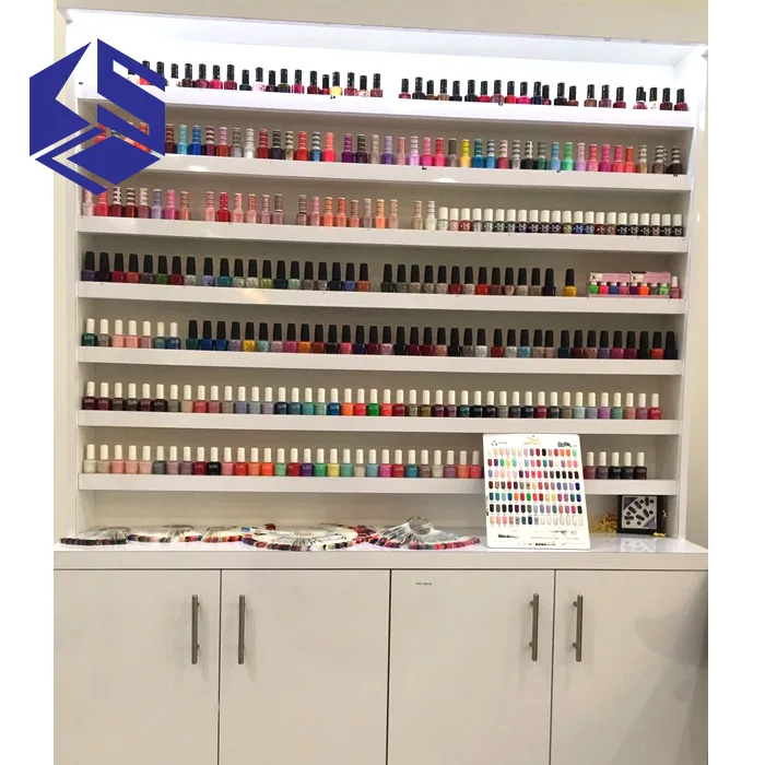 Modern Cosmetic Nail Bar Furniture Design Wooden Wall Nail Polish