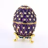 Zinc Alloy Metal Easter Russian Faberge Egg Enameled Jewelry Gift Trinket Box