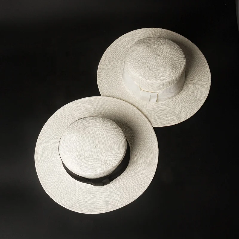 White Paper Straw Boater Hat With Ribbon Buy Woven Paper Straw Hat