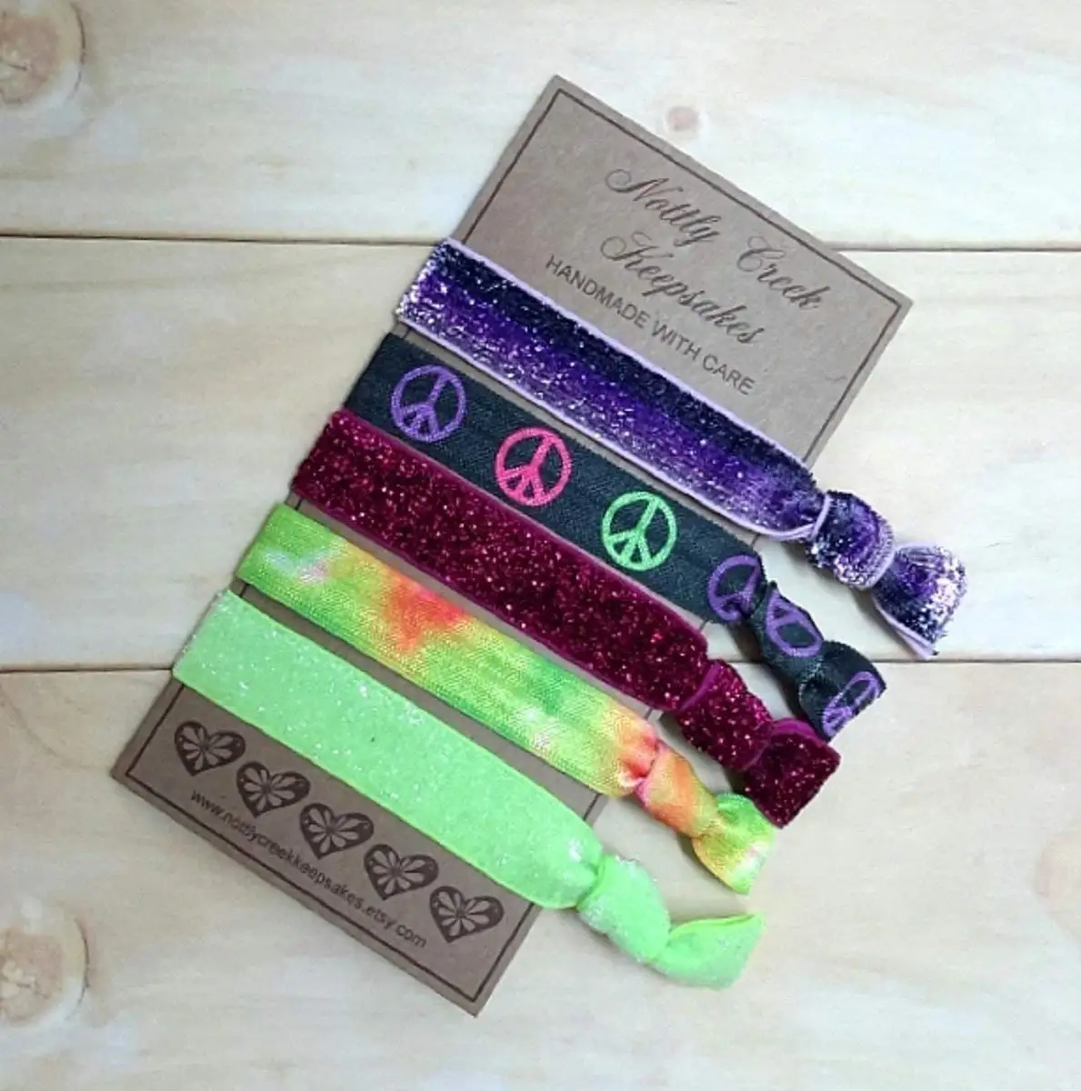 Buy Peace Sign Hair Ties Purple Ombre Elastic Hair Band Set Tie