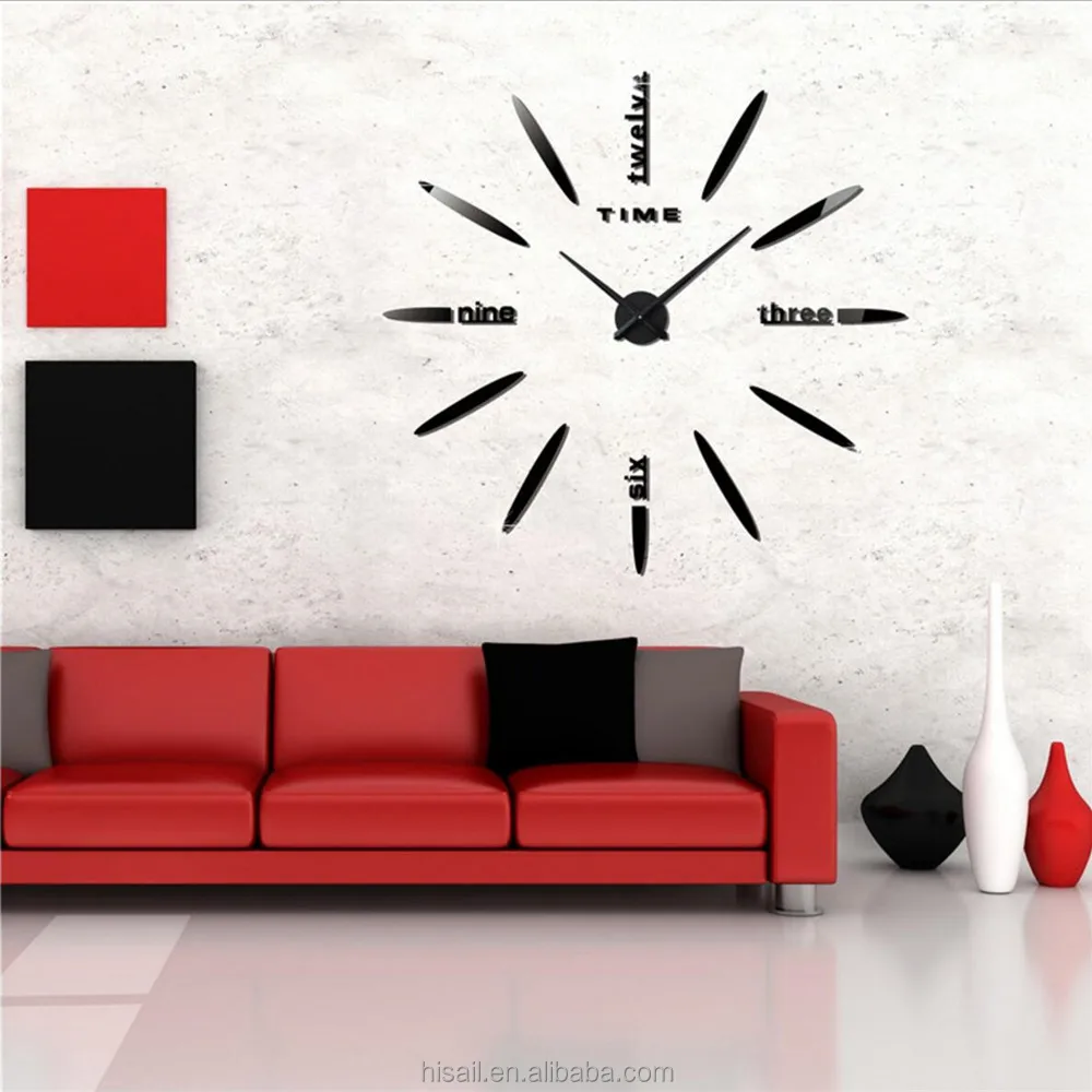 3D Large Mental Home Decor DIY Digital Clock Decorative Wall Clock